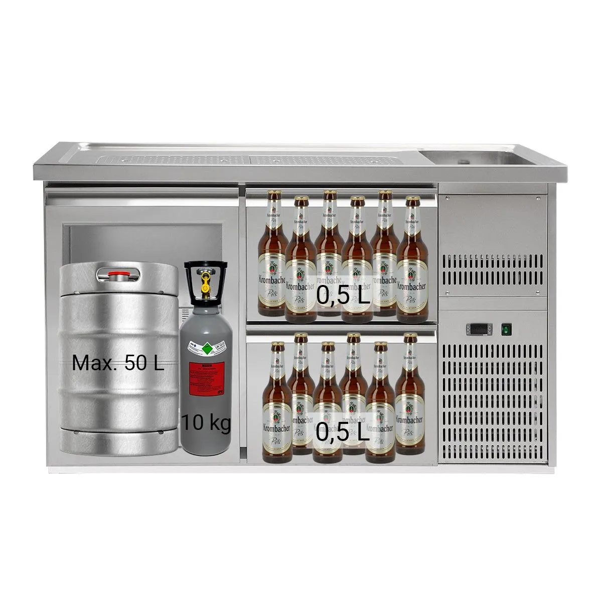 Pivný bar PREMIUM PLUS - 1550x700mm - 1 sklenené dvierka a 2 zásuvky – Obrázok 2