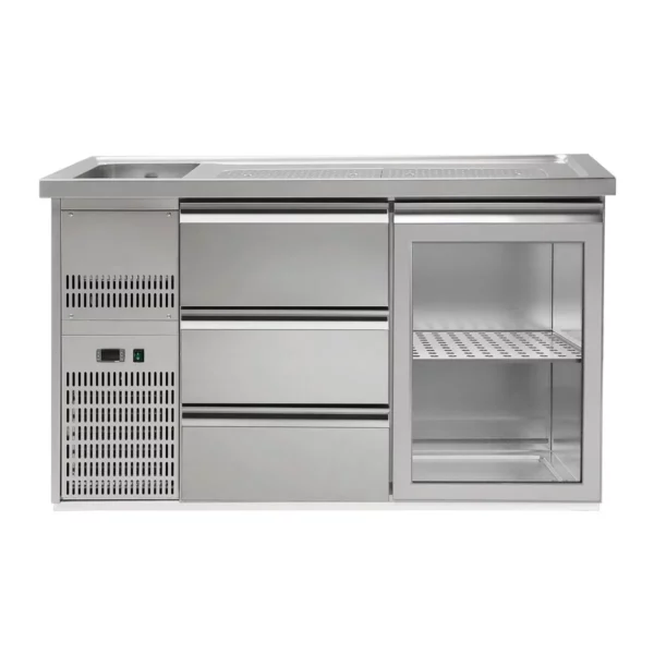 Pivný bar PREMIUM PLUS - 1550x700mm - 1 sklenené dvierka a 3 zásuvky - Image 3