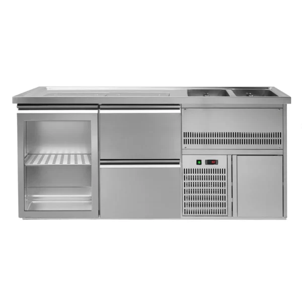 Pivný pult PREMIUM PLUS - 1950x700mm - 1 sklenené dvierka a 2 zásuvky - Image 3