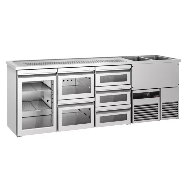Pivný bar PREMIUM - 2500x700mm - 1 sklenené dvierka a 5 sklenených zásuviek - Image 4