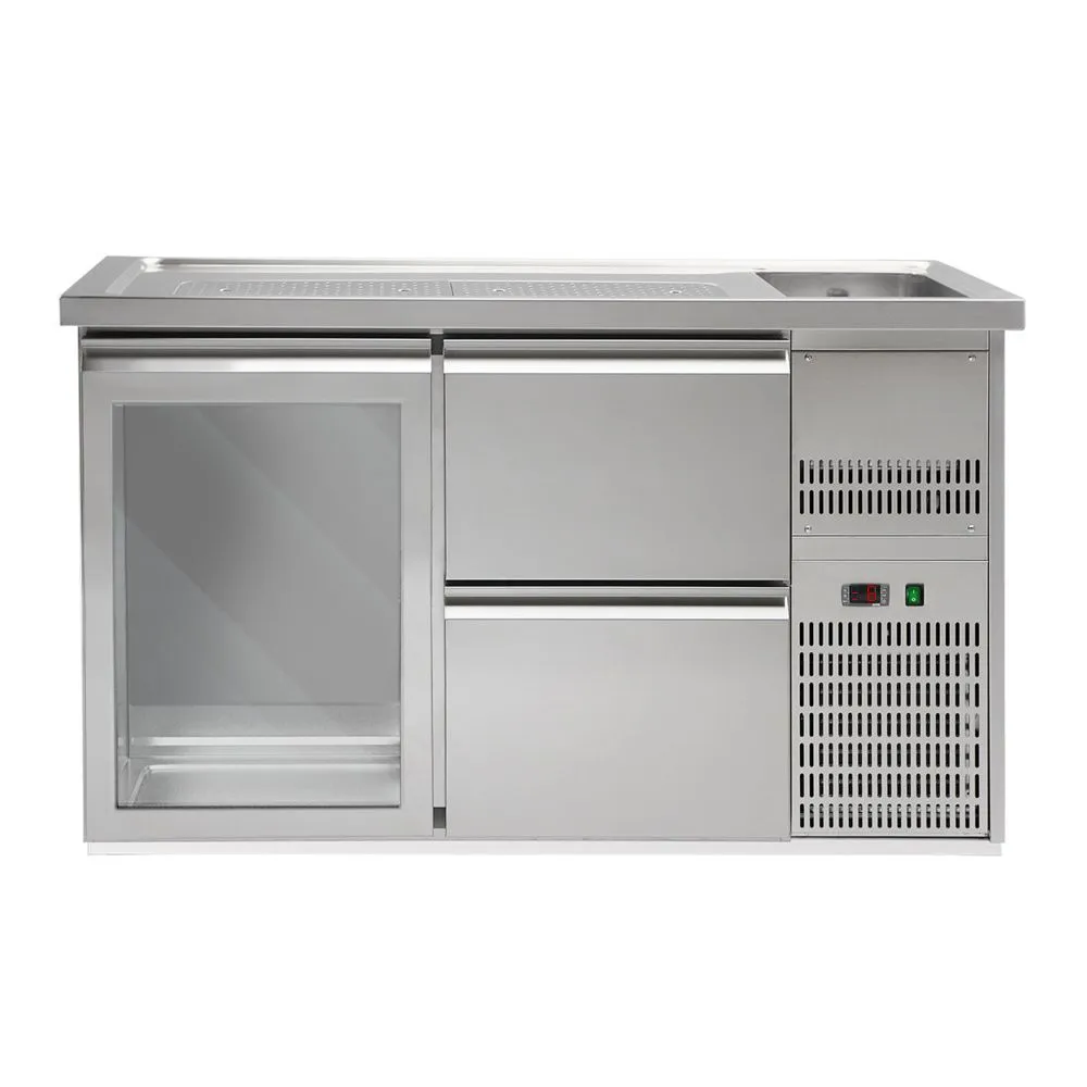 Pivný bar PREMIUM PLUS - 1550x700mm - 1 sklenené dvierka a 2 zásuvky – Obrázok 3
