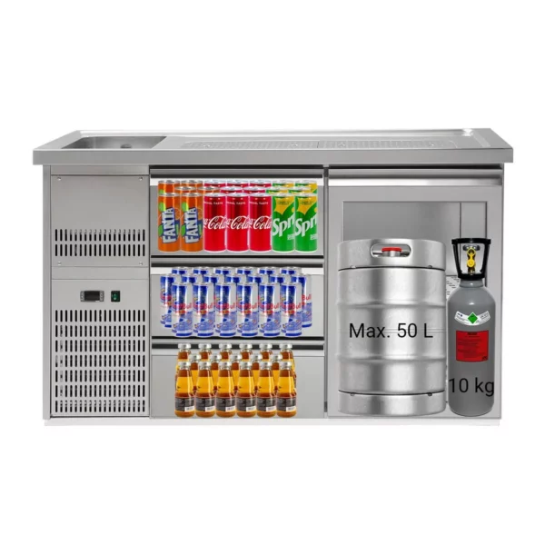 Pivný bar PREMIUM PLUS - 1550x700mm - 1 sklenené dvierka a 3 zásuvky - Image 2
