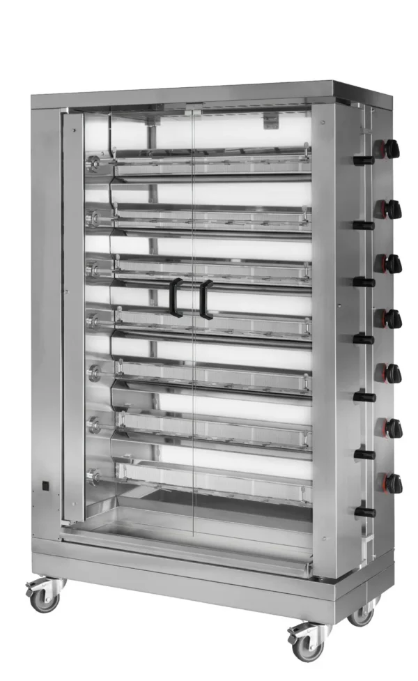 Plynový gril na kurčatá ECO so 7 ražňami pre 42 kurčiat - 1098 x 480 x 1992 mm - Image 4
