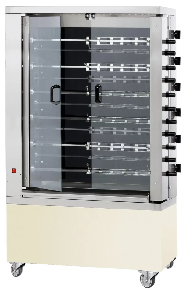 Sklokeramický elektrický gril na kurčatá PREMIUM s 11 ražňami pre 66 kurčiat - 1098 x 660 x 1860 mm - Image 4