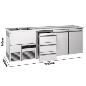 Pivný bar PREMIUM - 2500x700mm - 2 dvierka a 2 zásuvky