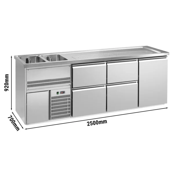 Pivný bar PREMIUM PLUS - 2500 x 700 mm - 1 dvierka a 4 zásuvky