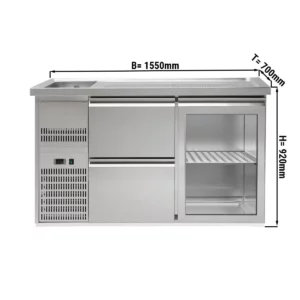Pivný bar PREMIUM PLUS - 1550x700mm - 1 sklenené dvierka a 2 zásuvky
