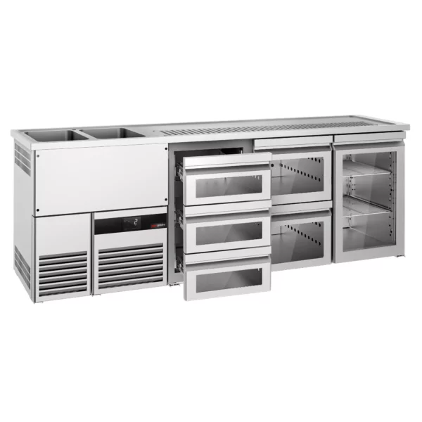 Pivný bar PREMIUM - 2500x700mm - 1 sklenené dvierka a 5 sklenených zásuviek - Image 3