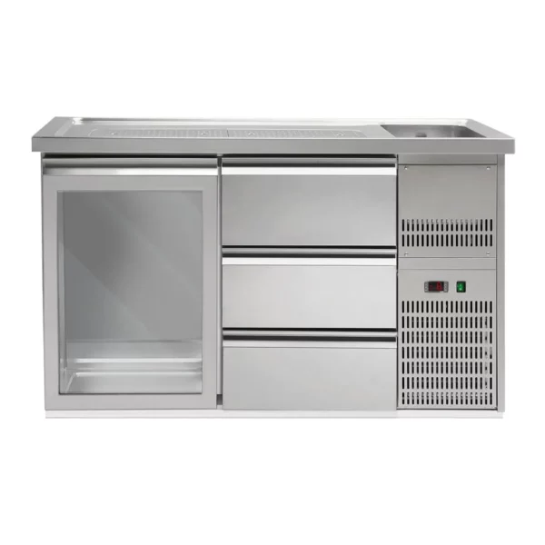 Pivný bar PREMIUM PLUS - 1550x700mm - 1 sklenené dvierka a 3 zásuvky - Image 4