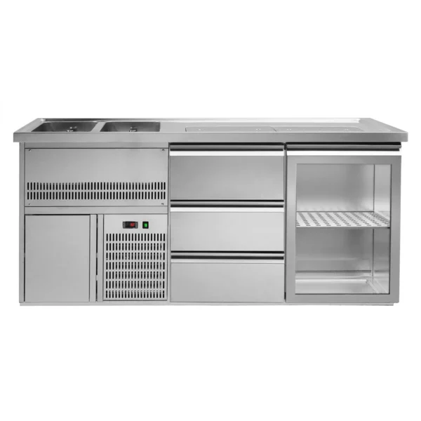 Pivný pult PREMIUM PLUS - 1950x700mm - 1 sklenené dvierka a 3 zásuvky - Image 3