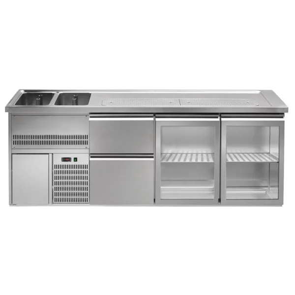 Pivný pult PREMIUM PLUS - 2500x700mm - 2 sklenené dvierka a 2 zásuvky - Image 3