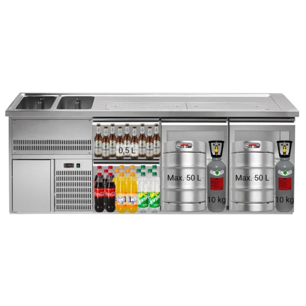 Pivný pult PREMIUM PLUS - 2500x700mm - 2 sklenené dvierka a 2 zásuvky - Image 4