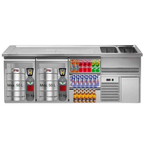 Pivný pult PREMIUM PLUS - 2500x700mm - 2 sklenené dvierka a 3 zásuvky - Image 4