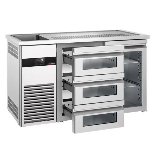 Pivný bar PREMIUM - 1550x700mm - 1 sklenené dvierka a 3 sklenené zásuvky - Image 3