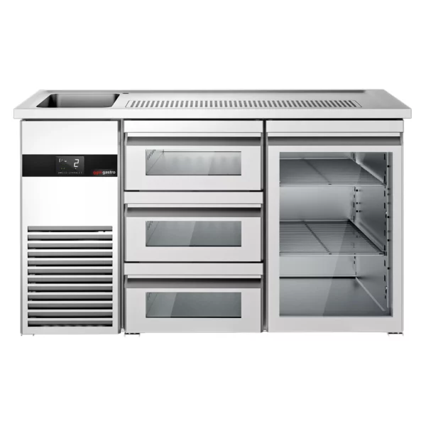 Pivný bar PREMIUM - 1550x700mm - 1 sklenené dvierka a 3 sklenené zásuvky - Image 4