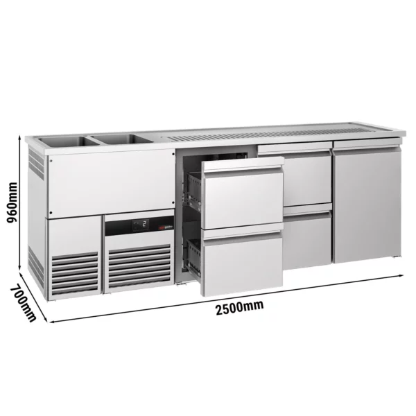 Pivný bar PREMIUM - 2500x700mm - 1 dvierka a 4 zásuvky