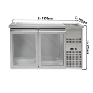Pivný bar PREMIUM PLUS - 1550x700mm - 2 sklenené dvierka