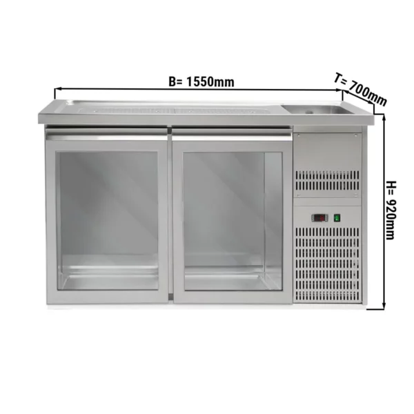 Pivný bar PREMIUM PLUS - 1550x700mm - 2 sklenené dvierka