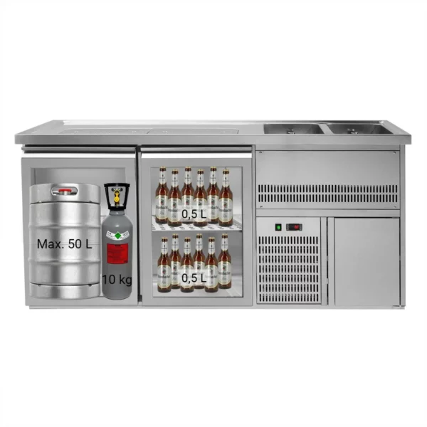Pivný pult PREMIUM PLUS - 1950x700mm - 1 sklenené dvierka a 2 zásuvky - Image 10