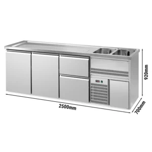 Pivný pult PREMIUM PLUS - 2500x700mm - 2 dvierka a 2 zásuvky
