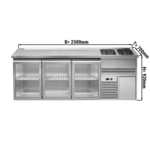 Pivný bar PREMIUM PLUS- 2500x700mm - 3 sklenené dvierka