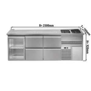Pivný bar PREMIUM PLUS - 2500 x 700 mm - 1 dvierka a 4 zásuvky