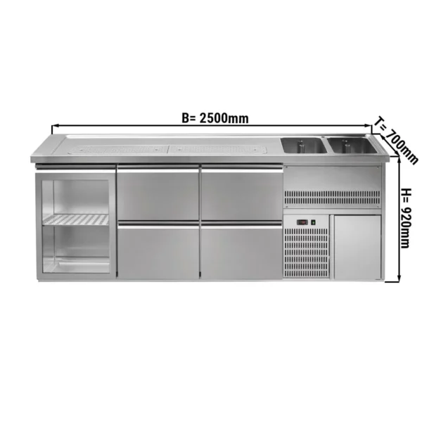 Pivný bar PREMIUM PLUS - 2500 x 700 mm - 1 dvierka a 4 zásuvky