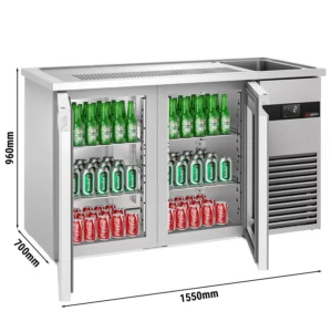 Pivný bar PREMIUM - 1550x700mm - 2 sklenené dvierka