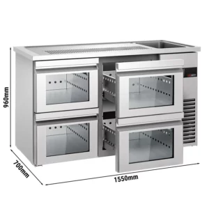Pivný bar PREMIUM - 1550x700mm - 4 sklenené zásuvky