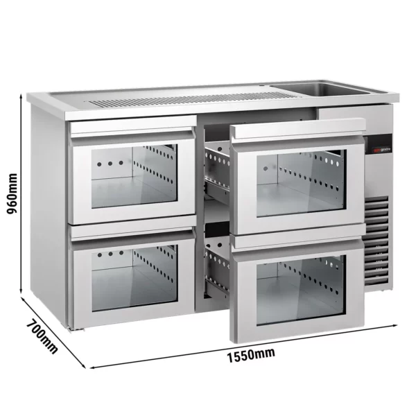 Pivný bar PREMIUM - 1550x700mm - 4 sklenené zásuvky