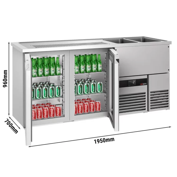 Pivný bar PREMIUM - 1950x700mm - 2 sklenené dvierka