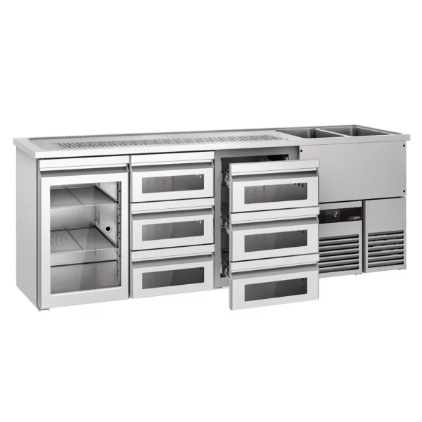 Pivný bar PREMIUM - 2500x700mm - 7 sklenených zásuviek - Image 2