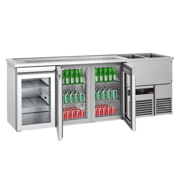 Pivný bar PREMIUM - 2500x700mm - 3 sklenené dvierka - Image 6