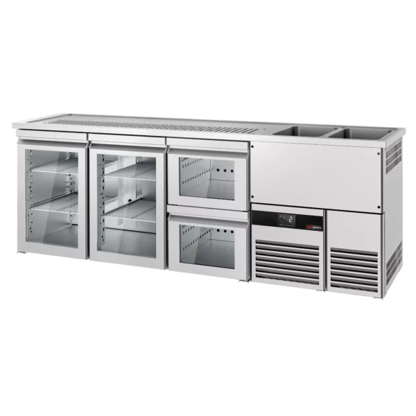Pivný bar PREMIUM - 2500x700mm - 2 sklenené dvierka a 2 sklenené zásuvky - Image 5
