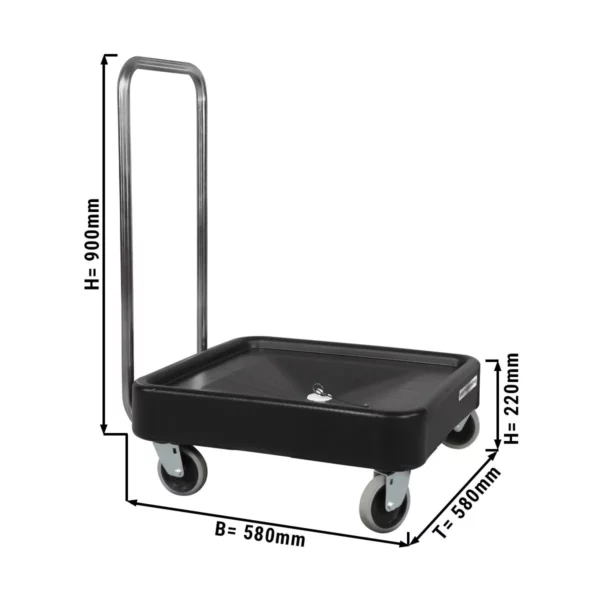 Transportný vozík na drezové koše - 58 x 58 cm - s madlom - Image 2