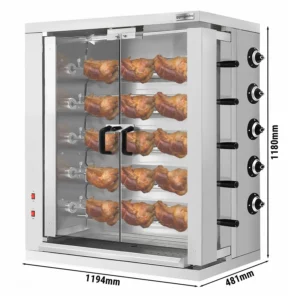 Elektrický gril na kurčatá ECO - 15kW - s 5 špízy na 30 kurčiat