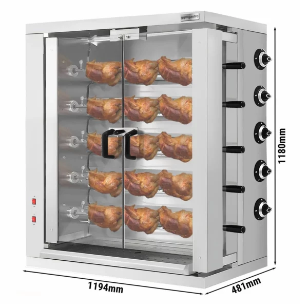 Elektrický gril na kurčatá ECO - 15kW - s 5 špízy na 30 kurčiat
