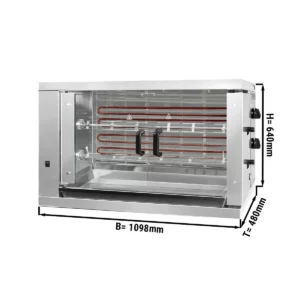 Elektrický gril na kurčatá ECO s 2 ražňami pre 12 kurčiat - 1098 x 480 x 640 mm