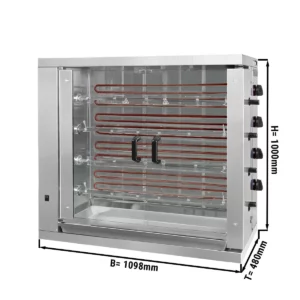 Elektrický gril na kurčatá ECO so 4 ražňami pre 24 kurčiat - 1098 x 480 x 1000 mm