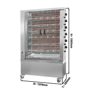 Elektrický gril na kurčatá ECO so 6 ražňami pre 36 kurčiat - 1098 x 480 x 1860 mm