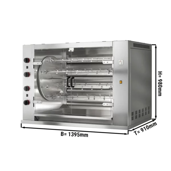 Plynový gril na kurčatá Rotation PREMIUM s 8 ražňami pre 48 kurčiat - 1395 x 910 x 980 mm