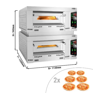 Plynová pec na pizzu - 6+6x 34cm (hlboká) - manuálna - s medzirámom