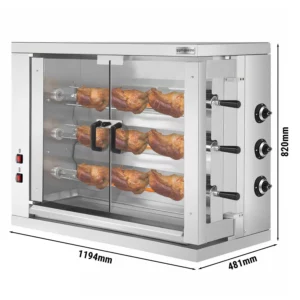 Plynový gril na kurčatá ECO - 19,3 kW - s 3 špízy pre 18 kurčiat