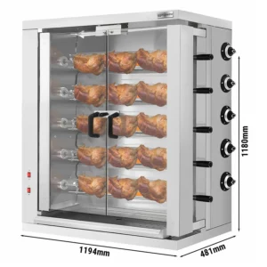Plynový gril na kurčatá ECO - 32,33 kW - s 5 špízy pre 30 kurčiat