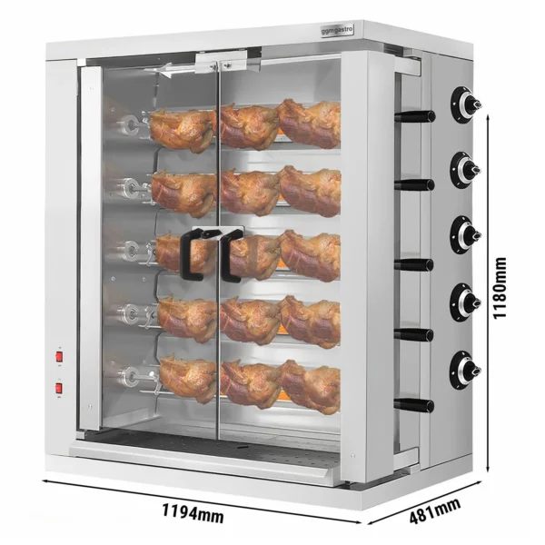 Plynový gril na kurčatá ECO - 32,33 kW - s 5 špízy pre 30 kurčiat