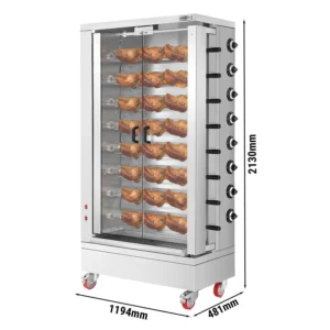 Plynový gril na kurčatá ECO - 51,73 kW - s 8 špízy pre 48 kurčiat