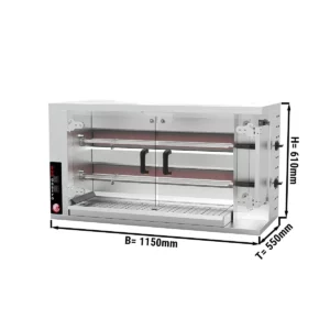 Plynový gril na kurčatá PREMIUM s 2 ražňami pre 10 kurčiat - 1150 x 472 x 605 mm
