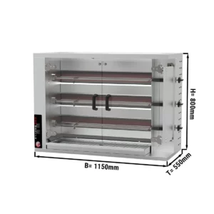 Plynový gril na kurčatá PREMIUM s 3 ražňami pre 15 kurčiat - Š1150xH550xV800mm