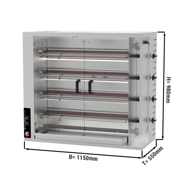 Plynový gril na kurčatá PREMIUM so 4 ražňami pre 20 kurčiat - Š1150xH550xV980mm