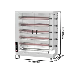 Plynový gril na kurčatá PREMIUM s 5 ražňami pre 25 kurčiat - 1150 x 472 x 1344 mm